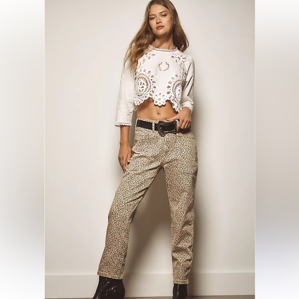 The Wanderer Mid-Rise Relaxed-Leg Jeans by Pilcro in cheetah print  28